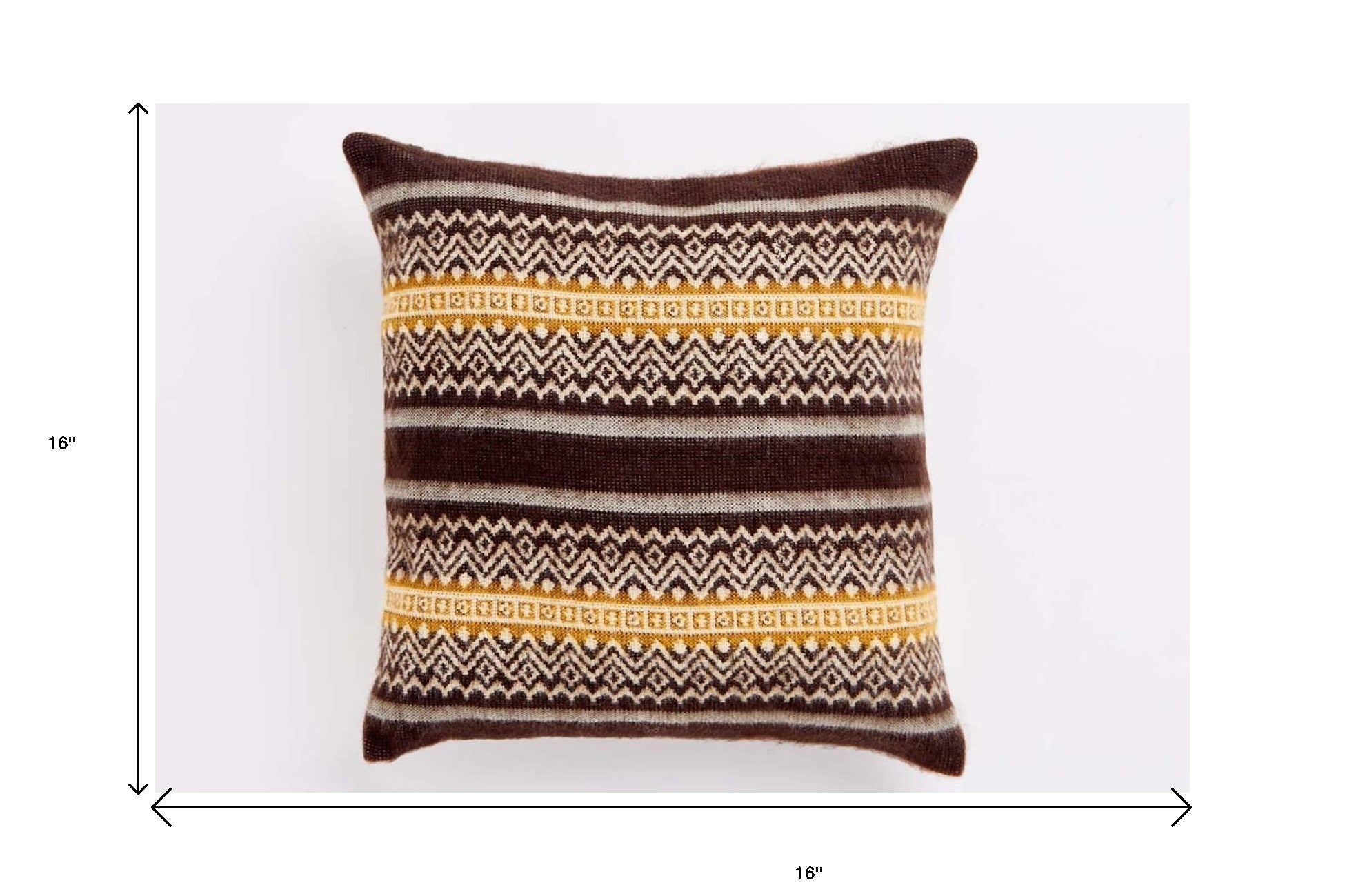 16" X 16" Brown And White Reindeer Zippered Acrylic Throw Pillow Cover