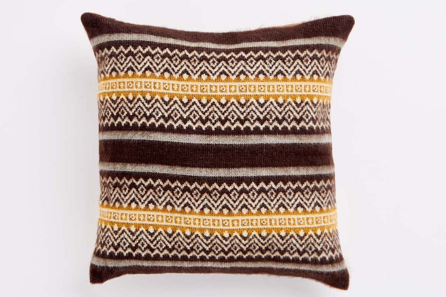 16" X 16" Brown And White Reindeer Zippered Acrylic Throw Pillow Cover