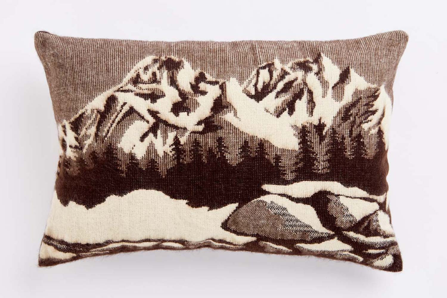 20" X 14" Brown And White Bear Zippered Acrylic Lumbar Pillow Cover