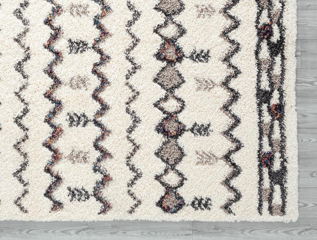 9' X 12' Gray And Ivory Moroccan Stain Resistant Area Rug