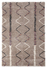 8' x 12' Beige and Brown Moroccan Geo Stain Resistant Area Rug