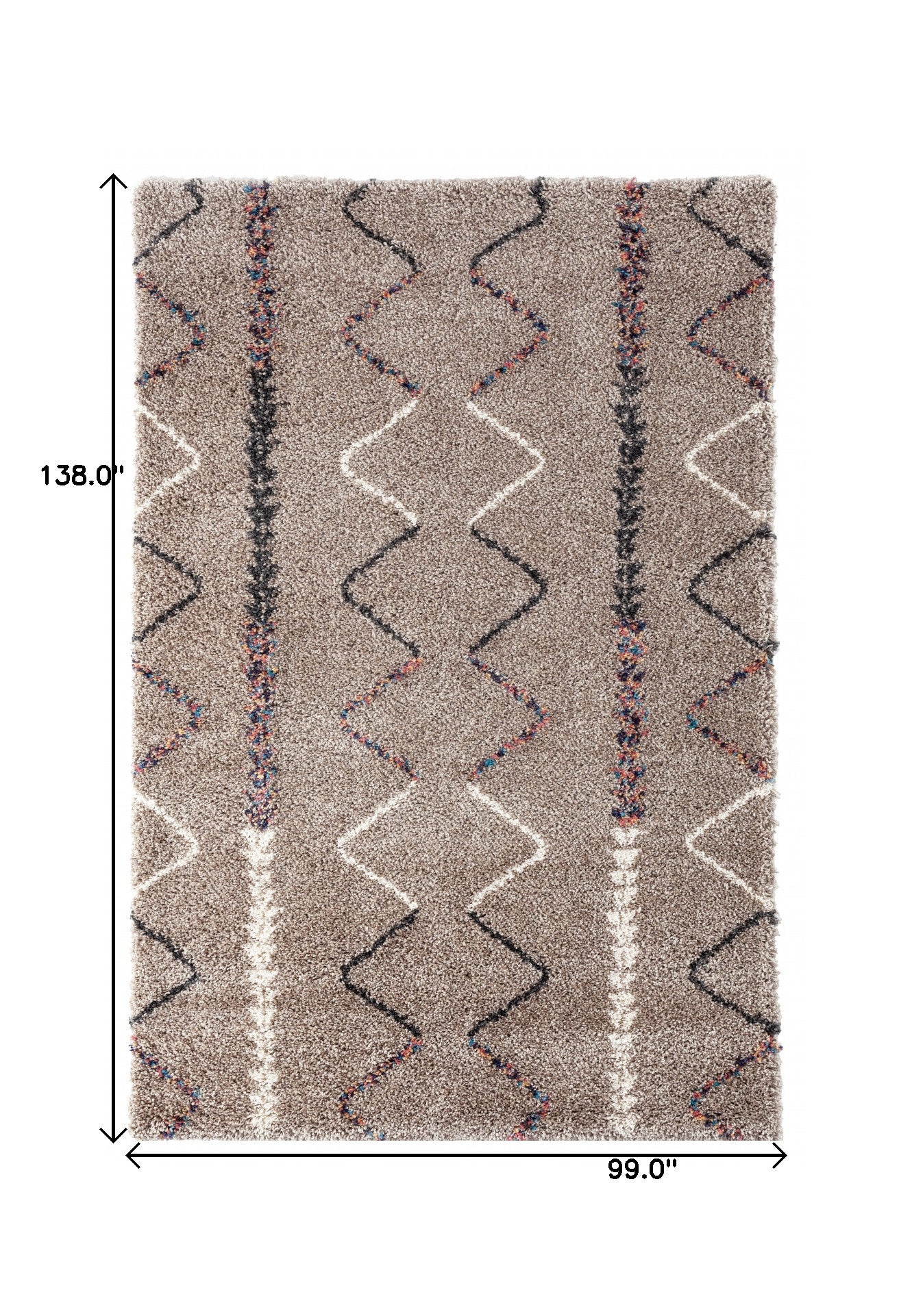 8' x 12' Beige and Brown Moroccan Geo Stain Resistant Area Rug