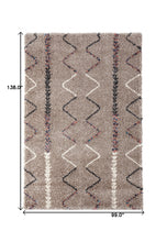 8' x 12' Beige and Brown Moroccan Geo Stain Resistant Area Rug