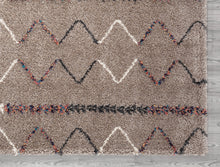 8' x 12' Beige and Brown Moroccan Geo Stain Resistant Area Rug