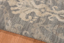 8' X 10' Gray Pearl Wool Damask Handmade Area Rug