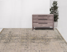 8' X 10' Gray Pearl New Zealand Lambs Wool Damask Distressed Area Rug With Fringe