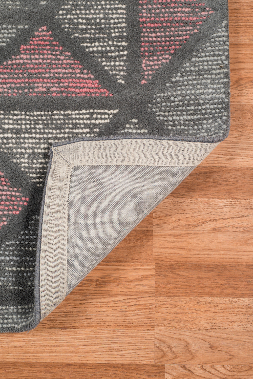 8' X 11' Pink And Gray New Zealand Lambs Wool Geometric Tufted Area Rug