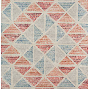 8' X 11' Orange And Blue New Zealand Lambs Wool Geometric Tufted Area Rug