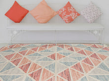 8' X 11' Orange And Blue New Zealand Lambs Wool Geometric Tufted Area Rug