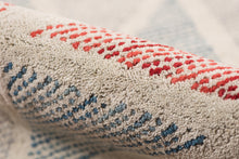 8' X 11' Orange And Blue New Zealand Lambs Wool Geometric Tufted Area Rug