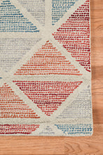 8' X 11' Orange And Blue New Zealand Lambs Wool Geometric Tufted Area Rug