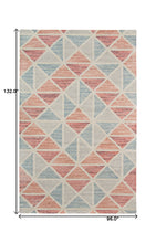 8' X 11' Orange And Blue New Zealand Lambs Wool Geometric Tufted Area Rug