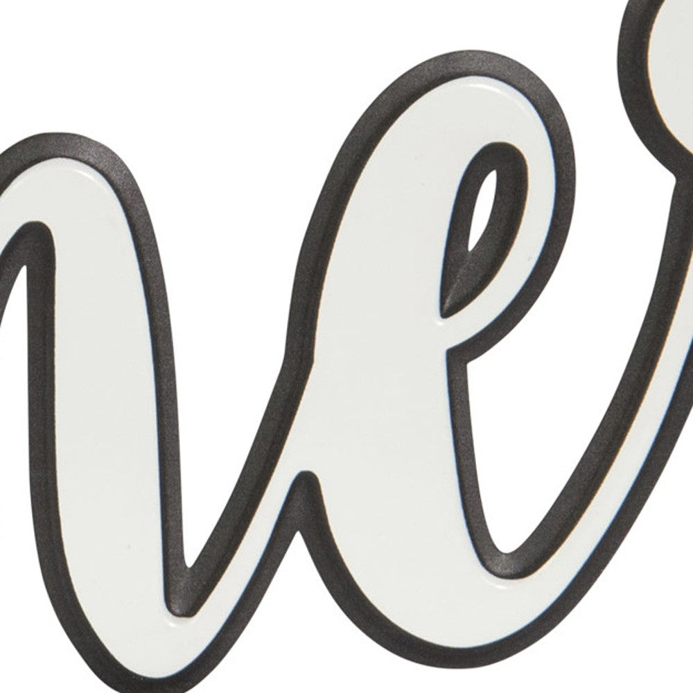 Juego de dos adornos de pared de metal blanco y negro para él y para ella