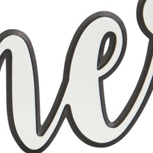 Juego de dos adornos de pared de metal blanco y negro para él y para ella