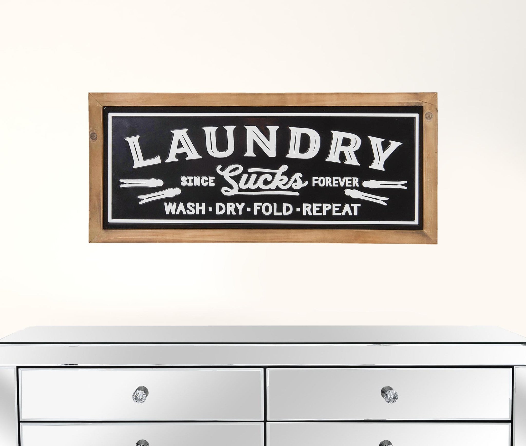 Black And White Metal Laundry Wall Decor