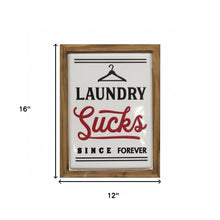 Black and Red Metal Wood Frame Laundry Sucks Laundry Room Wall Decor