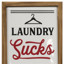 Black and Red Metal Wood Frame Laundry Sucks Laundry Room Wall Decor