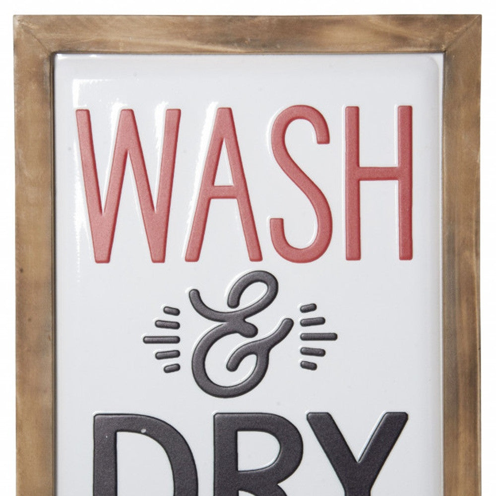Black and Red Metal Wash and Dry Laundry Room Wall Decor
