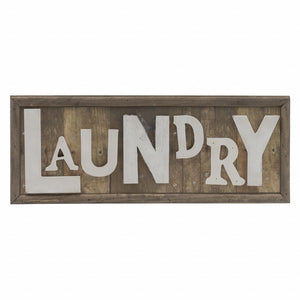 Brown And White Manufactured Wood Laundry Wall Decor
