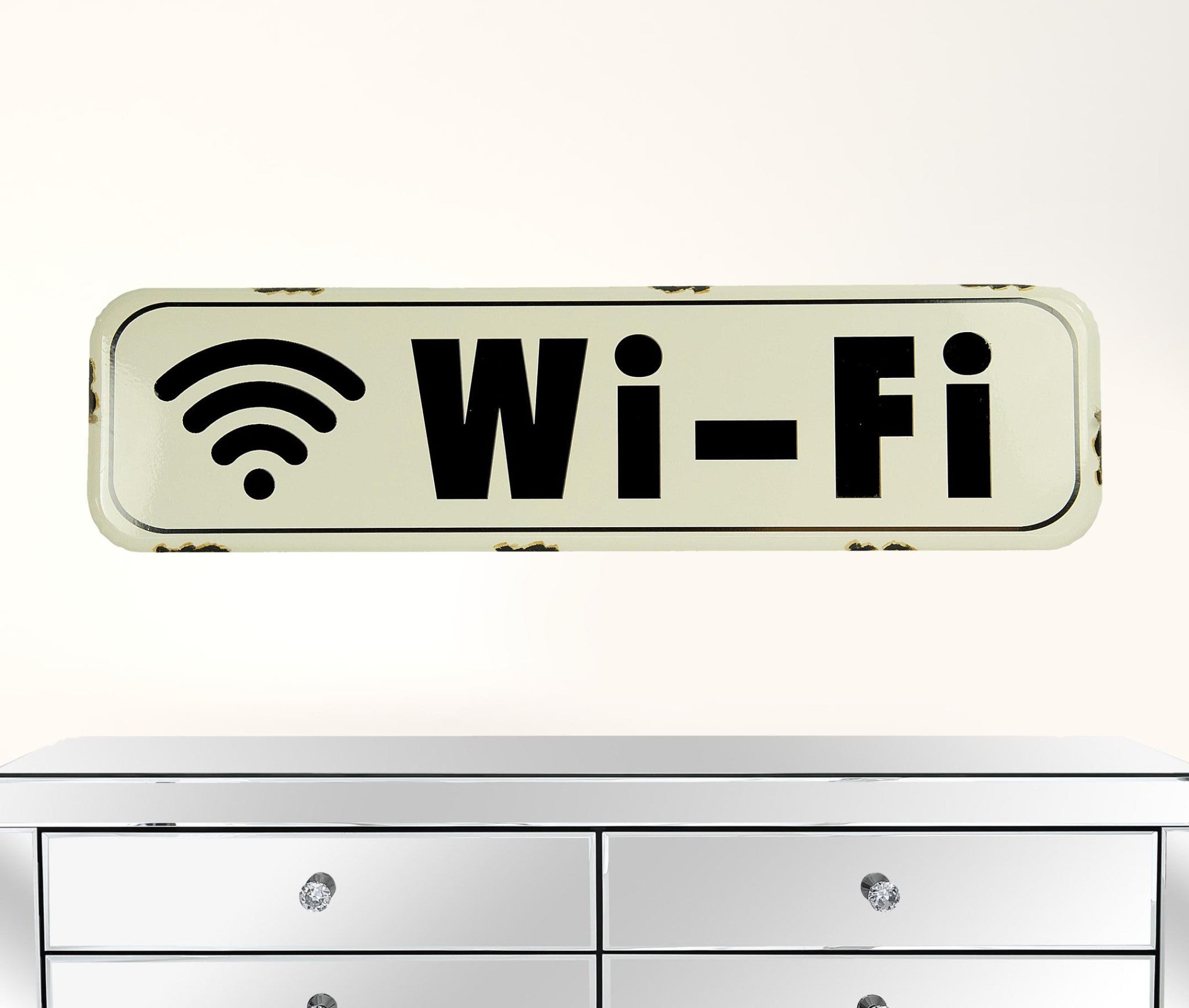 18" Black And White Metal Wi-Fi Wall Decor