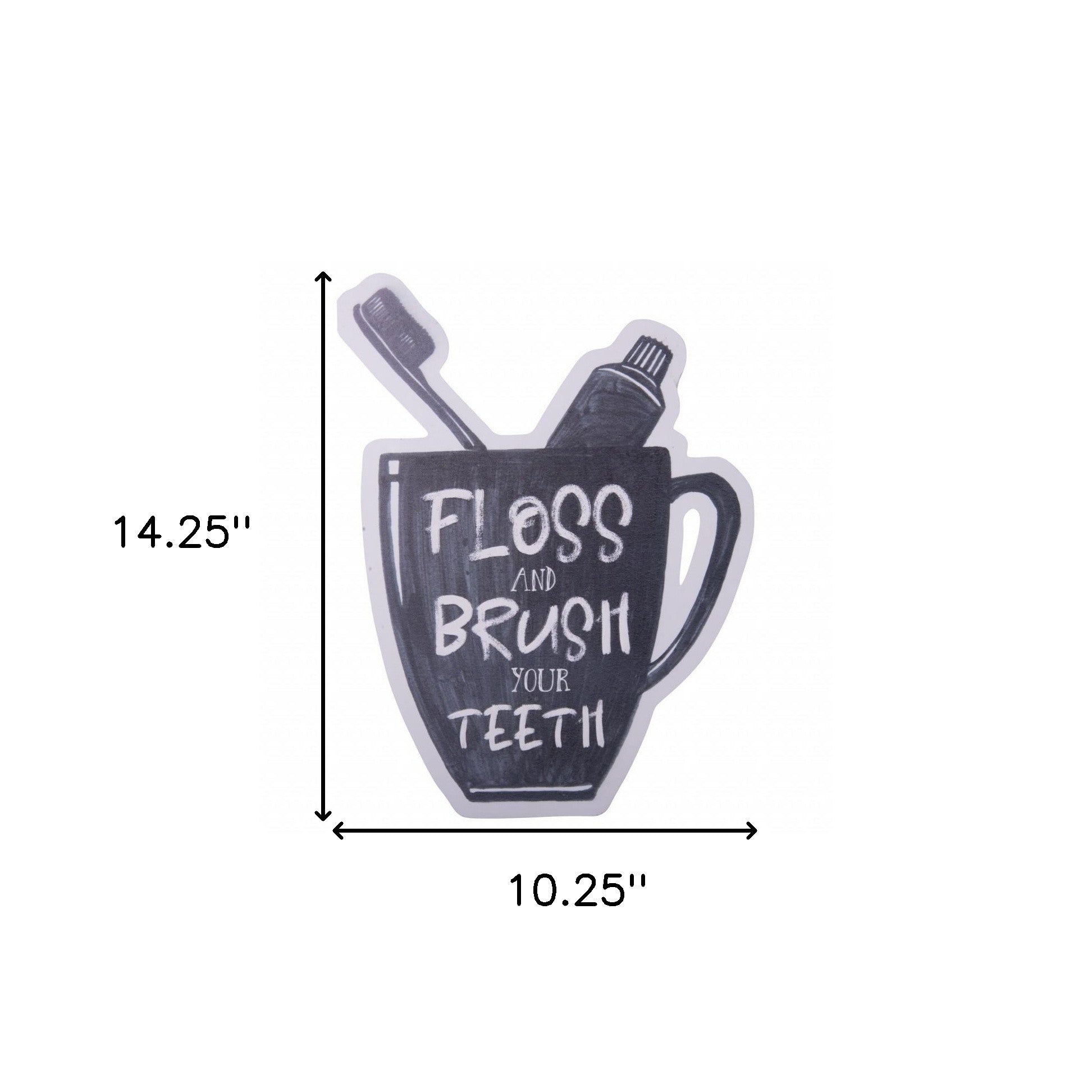 Black and White Metal Floss And Brush Your Teeth Bathroom Wall Decor