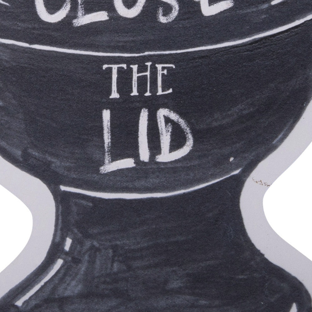 Black and White Metal Flush The Toilet Close The Lid Bathroom Wall Decor