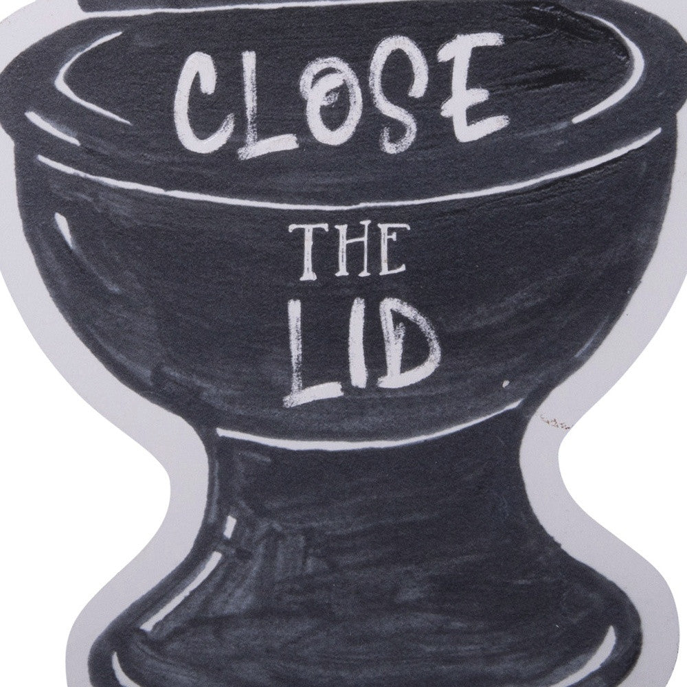 Black and White Metal Flush The Toilet Close The Lid Bathroom Wall Decor