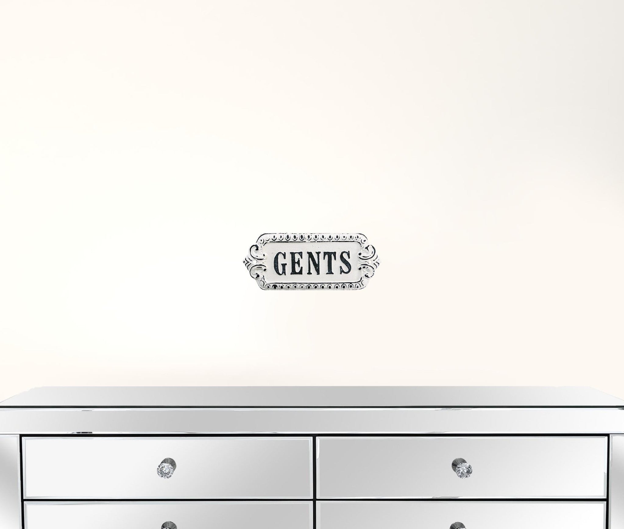 Black And White Metal Gents Bathroom Wall Decor