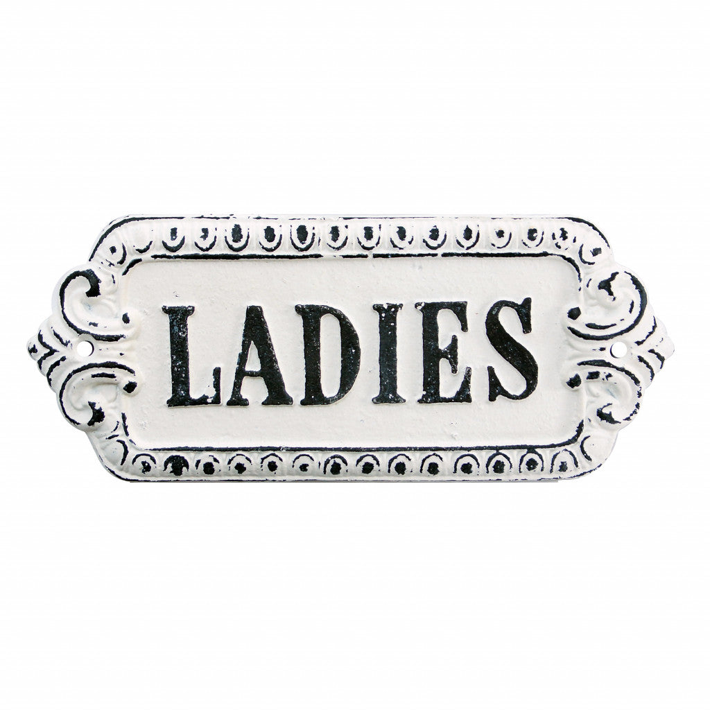 Black And White Metal Ladies Bathroom Wall Decor