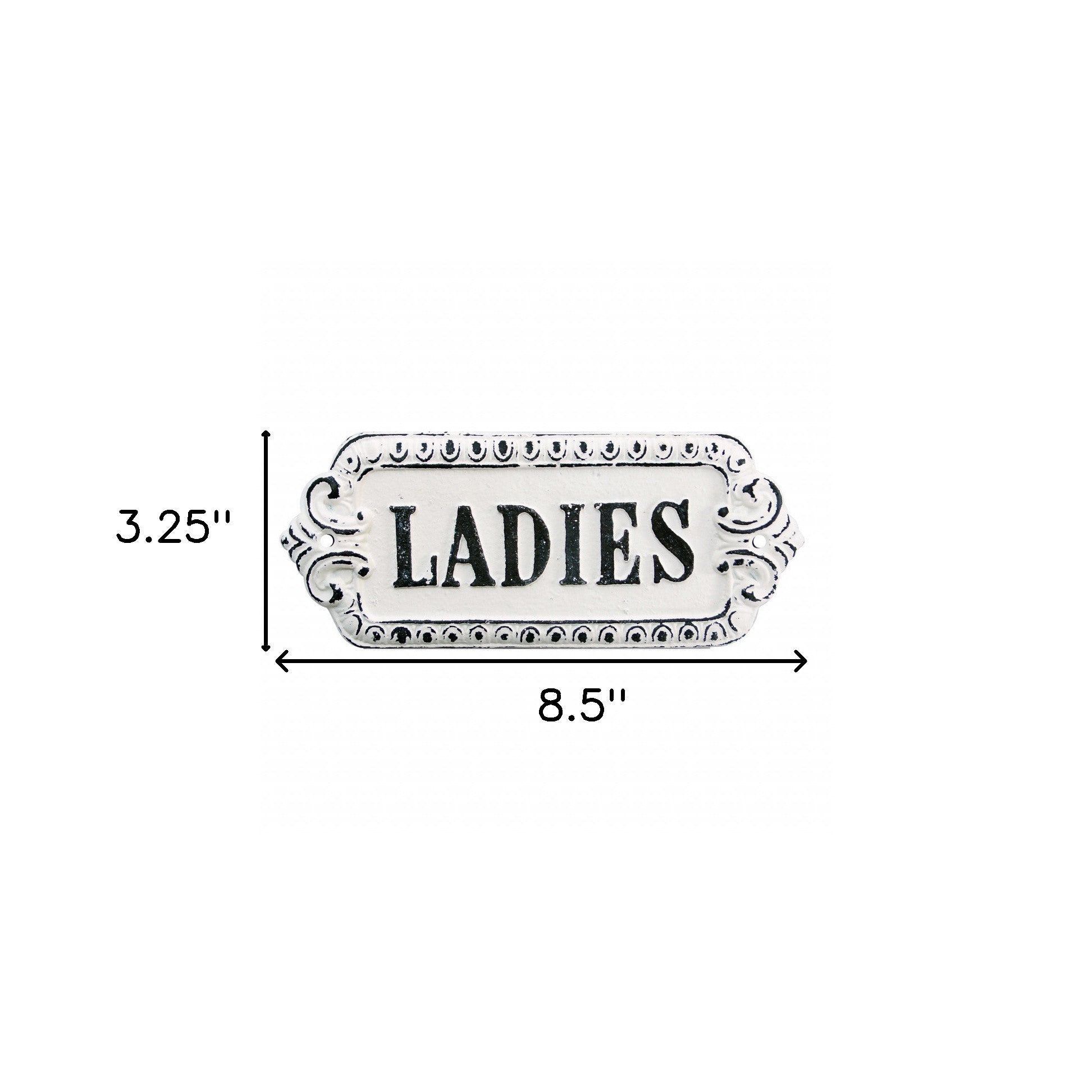 Black And White Metal Ladies Bathroom Wall Decor