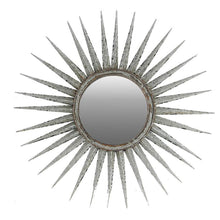 Antiqued Silver Gray Sunburst Wall Mounted Accent Mirror 30