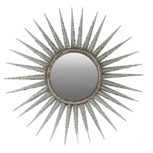 Antiqued Silver Gray Sunburst Wall Mounted Accent Mirror 30