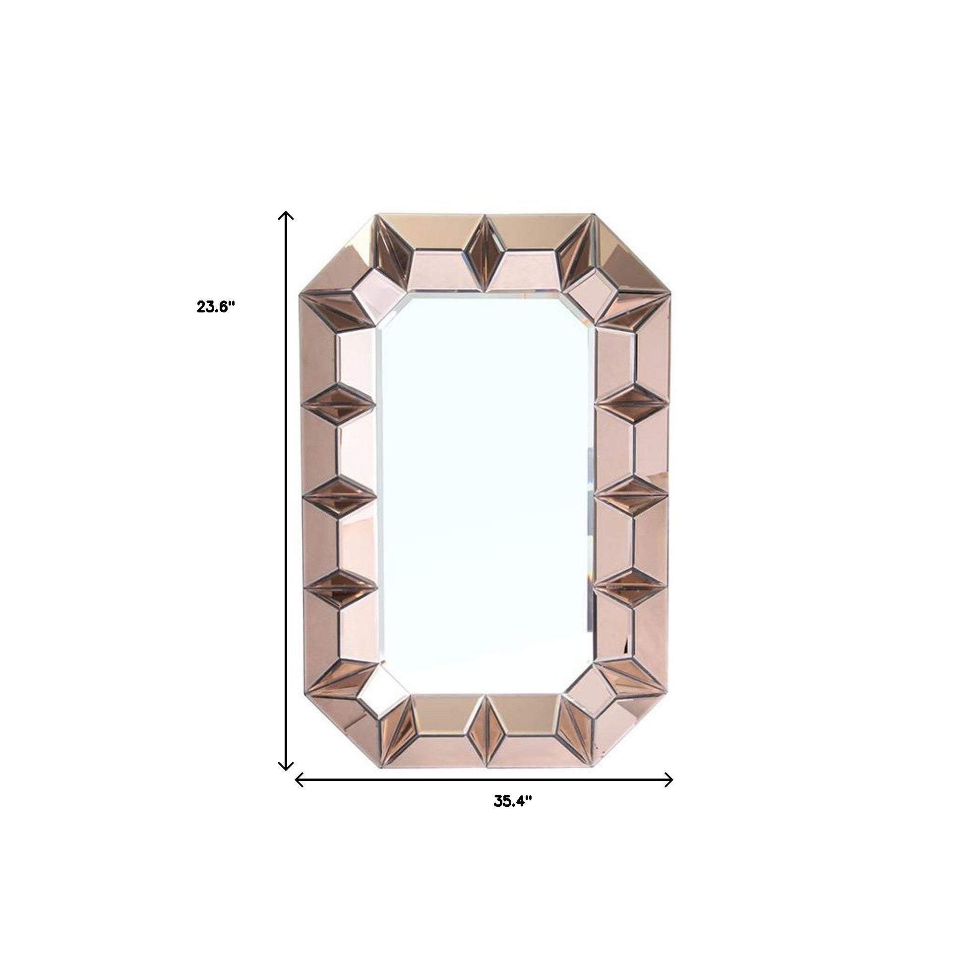 24" Rose Gold Geometric Frame Wall Mounted Accent Mirror Framed
