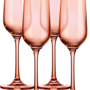 Set of Four Translucent Blush Champagne Flutes