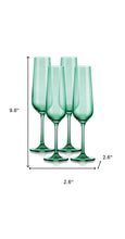 Set of Four Translucent Pale Green Champagne Flutes