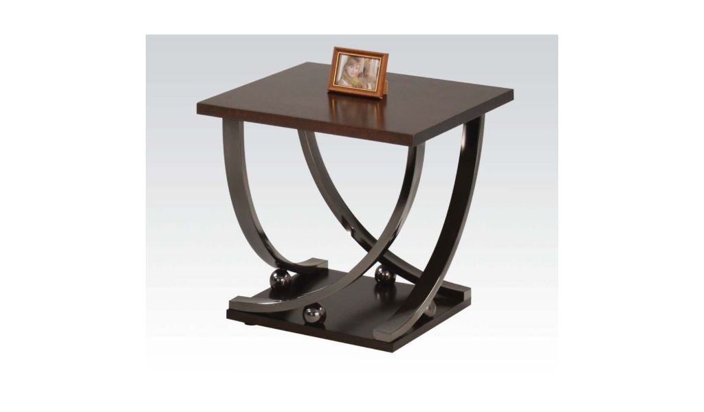 23" Black Nickel And Clear Glass Square End Table With Shelf