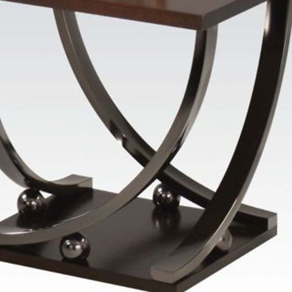 23" Black Nickel And Clear Glass Square End Table With Shelf