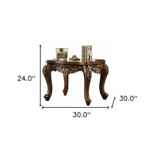 Antiqued Oak Wood Scallop Square End Table 24