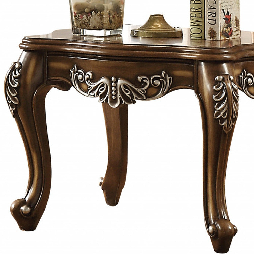 Antiqued Oak Wood Scallop Square End Table 24"