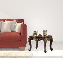 Antiqued Oak Wood Scallop Square End Table 24