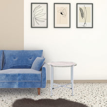 24 英寸鍍鉻和白橡木木製和金屬圓形茶几