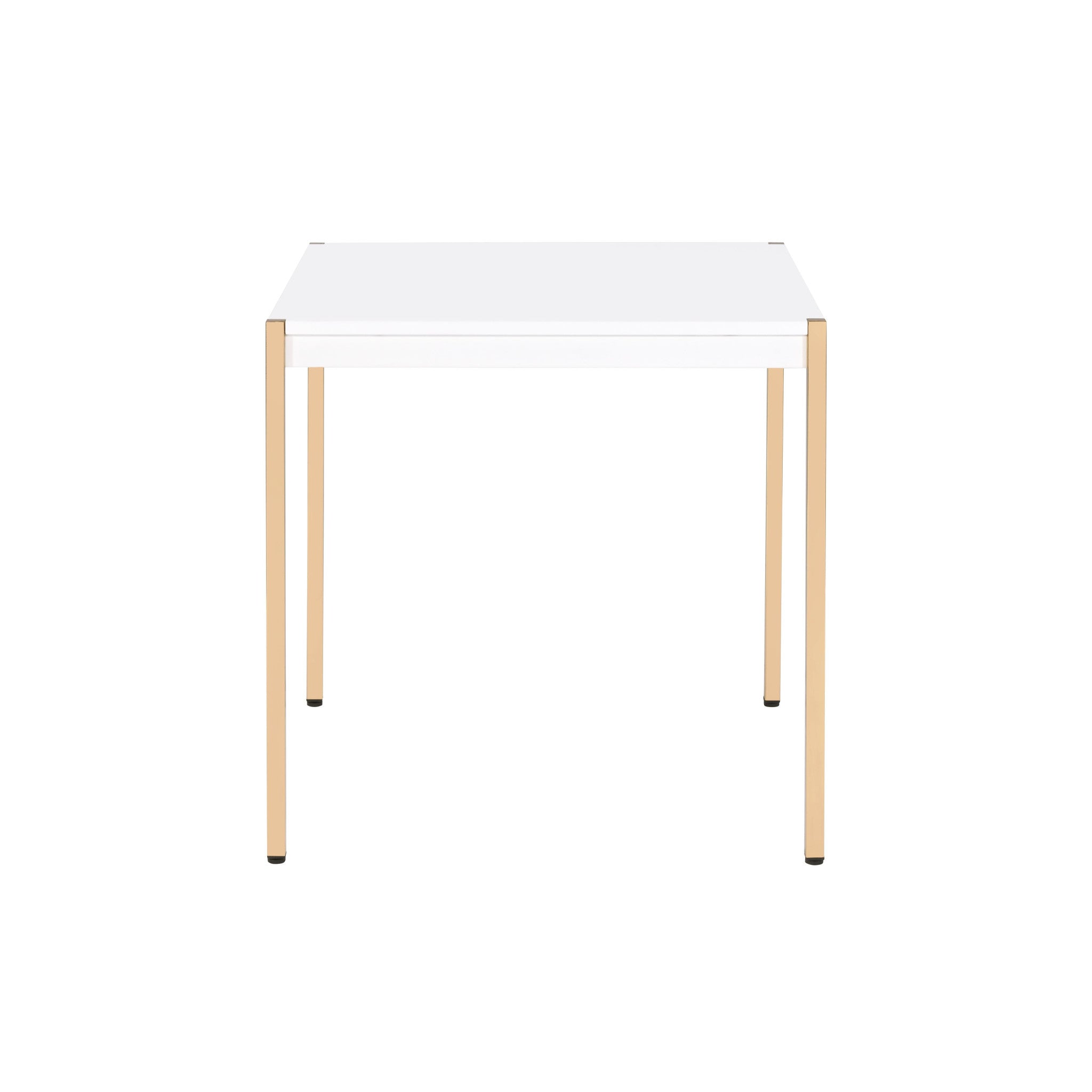 Mesa auxiliar cuadrada de madera fabricada en oro y blanco de 24"