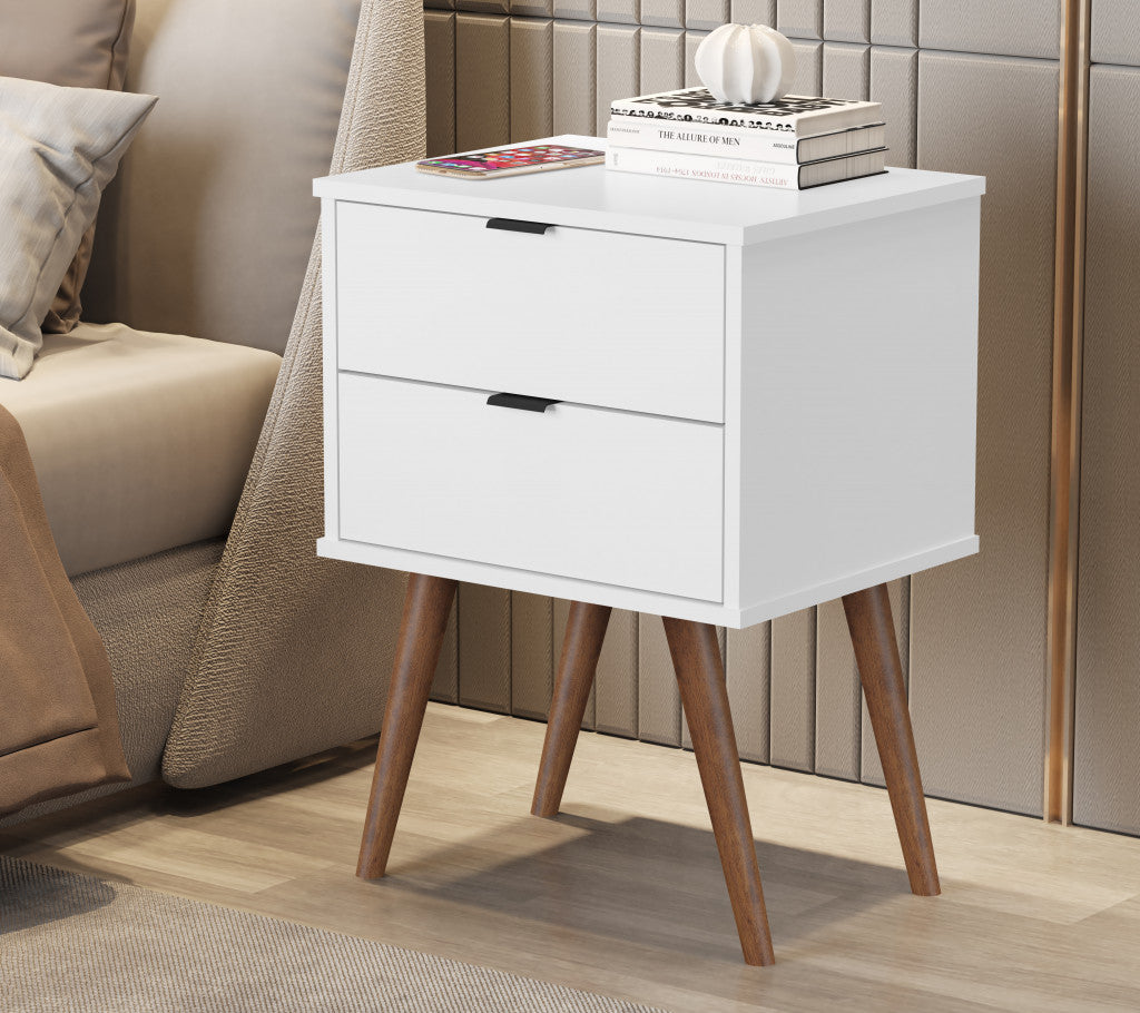 18" White Manufactured Wood Rectangular End Table With Two Drawers