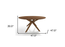 Walnut Round Sunburst Veneer Top Dining Table 47