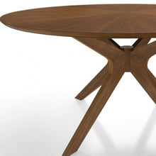 Walnut Round Sunburst Veneer Top Dining Table 47