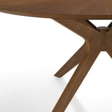 Walnut Round Sunburst Veneer Top Dining Table 47