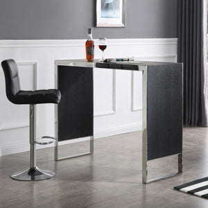 50" Black And Silver Rectangular High Top Bar Table