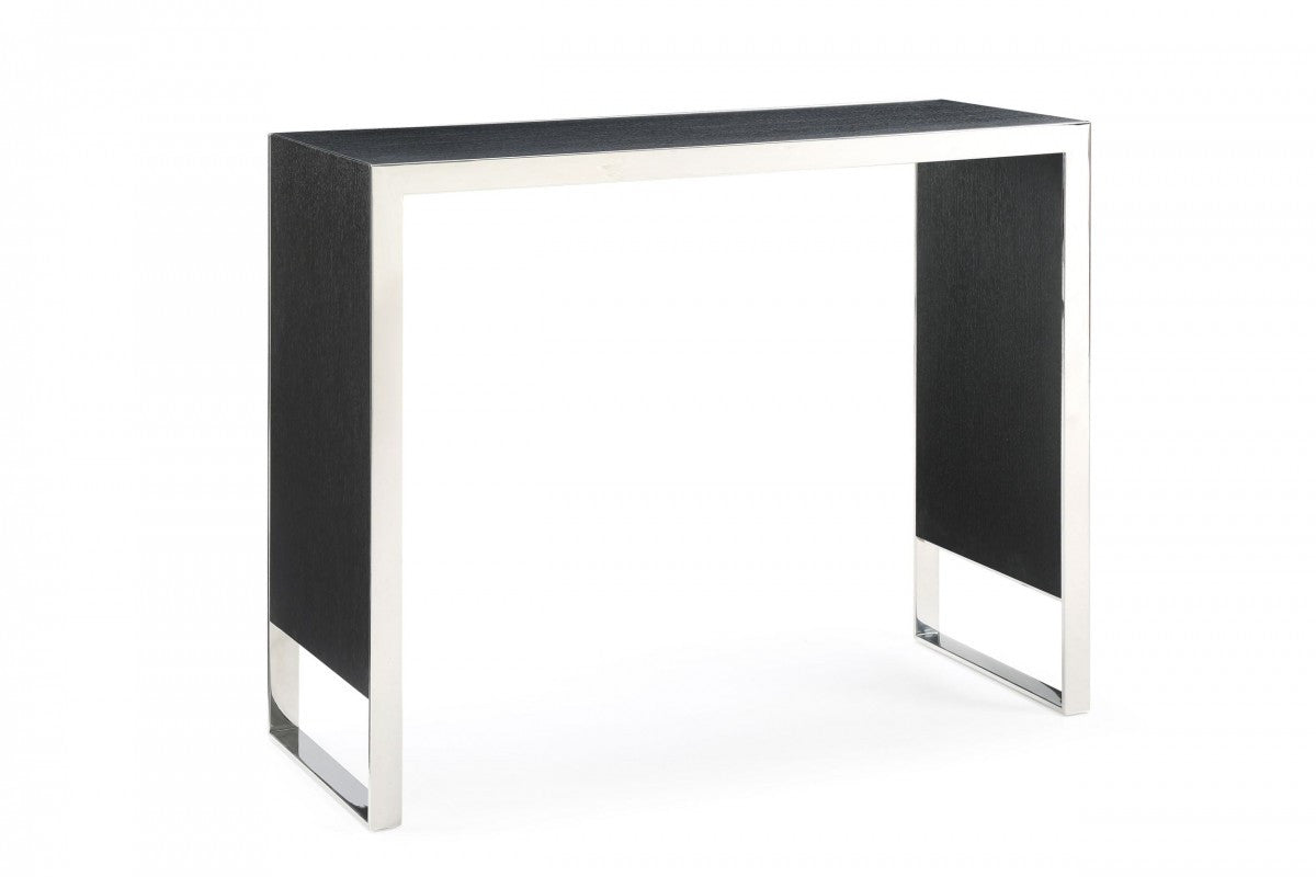50" Black And Silver Rectangular High Top Bar Table