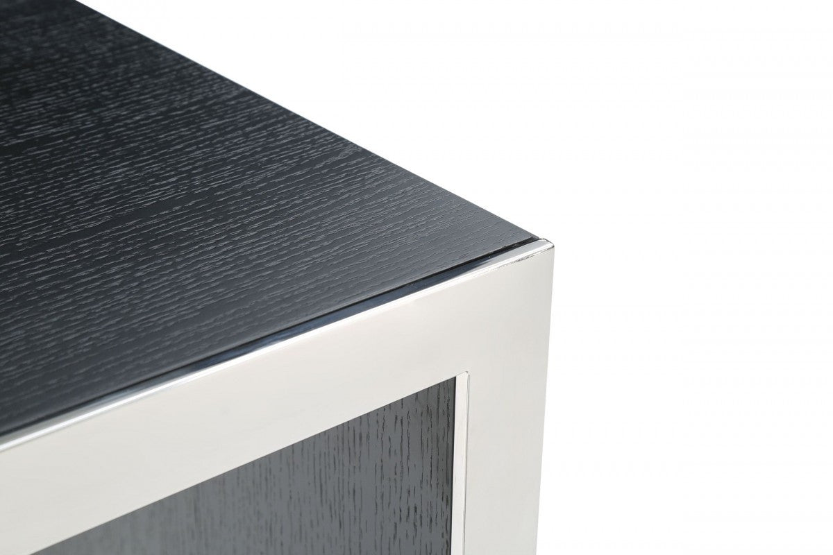 50" Black And Silver Rectangular High Top Bar Table