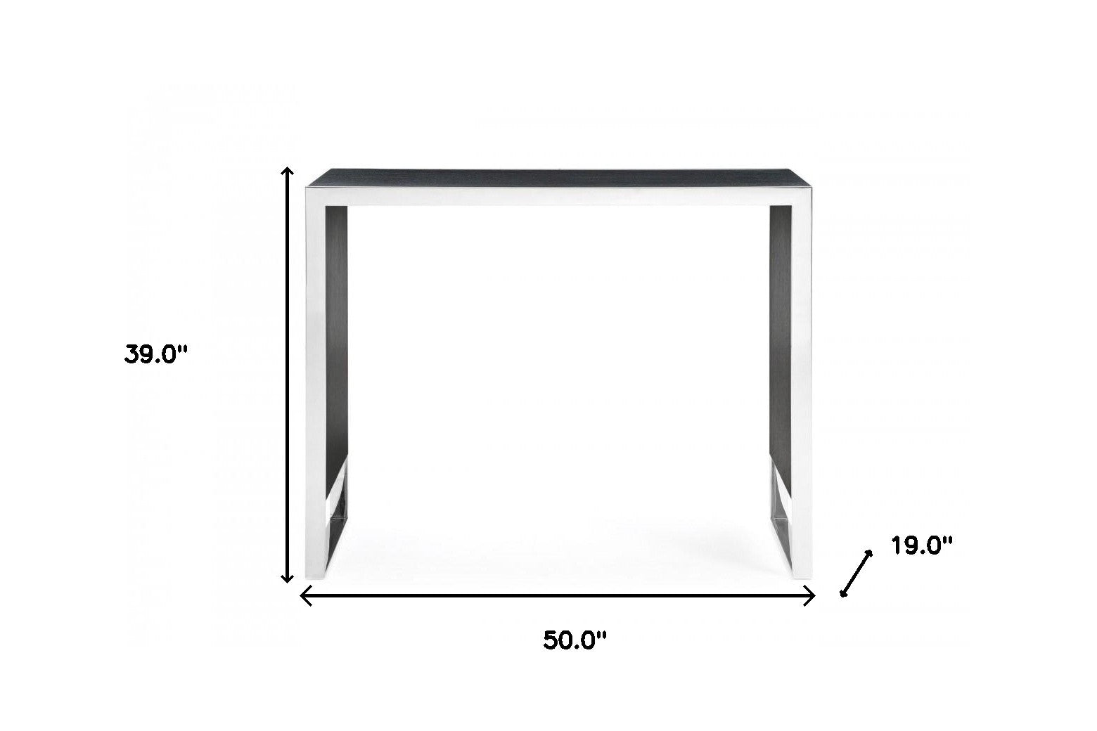 50" Black And Silver Rectangular High Top Bar Table